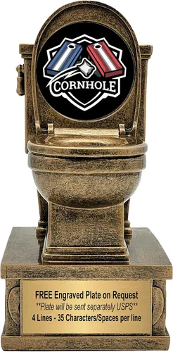 Miniatura 9 de Decade Awards Trofeo de pedestal dorado para inodoro con insertos opcionales, 7 pulgadas de alto, placa grabada bajo petición Golf