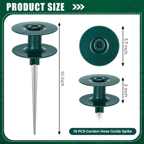 Miniatura 2 de 16 estacas guía de manguera de jardín de 10 pulgadas, estaca de metal resistente de zinc inoxidable, estacas de guía de manguera de metal resistente