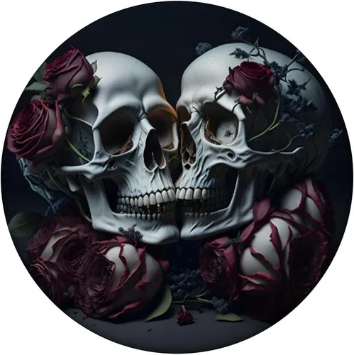 Miniatura 3 de Calavera de azúcar pareja amor negro gótico floral rosas rojas PopSockets intercambiables PopGrip