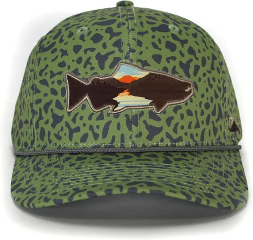 Miniatura 8 de Paramount Outdoors Sombrero de pesca de trucha al atardecer, diseño de silueta de pez de montaña, sombrero para exteriores con cómodo Snapback