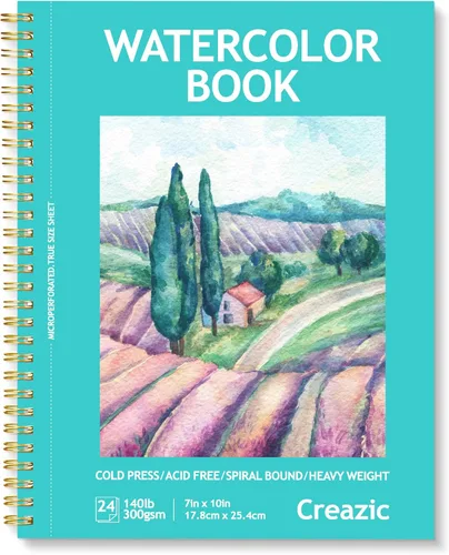 Miniatura 16 de Creazic Bloc de papel de acuarela de 8.5 x 11 pulgadas (140 libras/300 gsm) - Bloc de arte sin ácidos Cuaderno de bocetos pesado prensado en frío