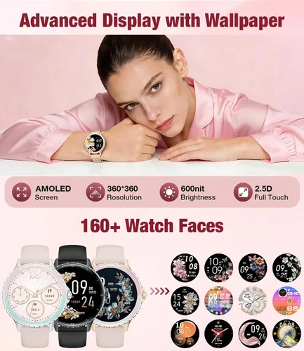 Miniatura 3 de LIGE Relojes inteligentes para mujer (respuesta Bluetooth/Hacer llamadas), reloj inteligente con pantalla de 1.27 pulgadas, batería de 300 mAh