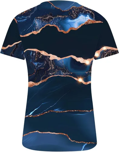 Miniatura 48 de Summer Shirts for Women 2025 Plus Size Short Sleeve Henley Tops Marble Floral Loose Tshirt Tee Casual Dressy Tunics