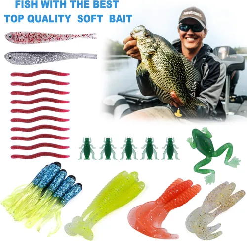 Miniatura 3 de PLUSINNO Kit de accesorios de pesca, caja de aparejos de pesca con aparejos incluidos, anzuelos de pesca, pesas de pesca, tiro dividido redondo, 78