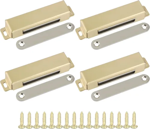 Miniatura 7 de Alise Cat005G-4P - Cerradura magnética para gabinete, cierre de puerta con fuerte magnético para gabinetes, puertas de armario doradas, cerraduras