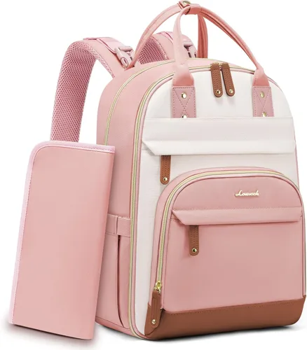 Miniatura 8 de LOVEVOOK Mochila para Pañales, Bolsa de Bebé con Cambiador, Mochila Grande para Pañales Niño Niña, Bolsa Impermeable para Registro de Bebé para Mamá