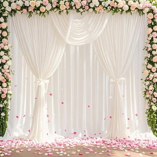 Miniatura 9 de Cortina de gasa de telón de fondo para boda de 9.8 pies por 10 pies, para decoración de escenario de fiesta o boda Blanco