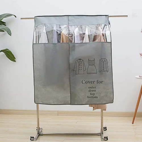 Miniatura 8 de Bolsas de ropa para colgar ropa, 43. 7 bolsas transparentes para colgar ropa para armario, cubierta inferior cerrada para perchero, protector