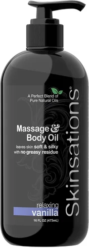Miniatura 10 de Skinsations - Aceite de masaje corporal - Vainilla 8 onzas Mezcla comestible de aceite de almendras dulces, aceite de coco fraccionado, aceite
