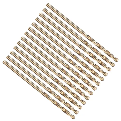 Miniatura 25 de PATIKIL Broca Jobber de 0.039 in, vástago recto M35 cobalto 5% acero de alta velocidad 135° acabado dorado para metal duro de acero inoxidable - 2