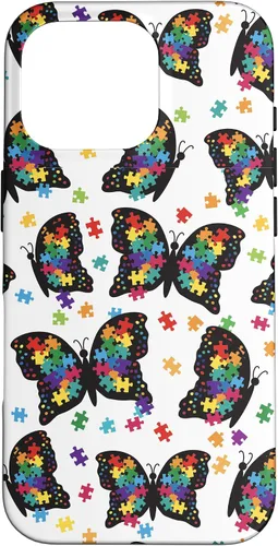 Miniatura 20 de Funda con patrón de rompecabezas de mariposa para iPhone 17