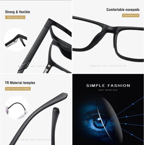 Miniatura 4 de Lentes de bloqueo de luz azul ligeros para hombres y mujeres, gafas de juegos para computadora, antifatiga ocular, marco TR90 092309 (rojo mate)