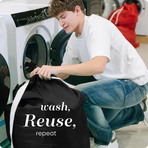 Miniatura 5 de Bolsa de lavandería Handy Laundry con correa de hombro - Cierre de cordón con bloqueo, material duradero, gran capacidad, costuras resistentes