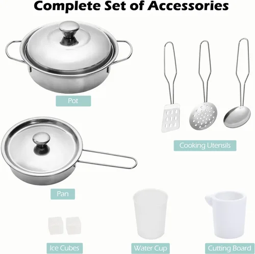Miniatura 6 de INFANS Juego de cocina para niños, cocina de madera con sonido ligero realista, juguete de cocina para niños y niñas mayores de 3 años (blanco)