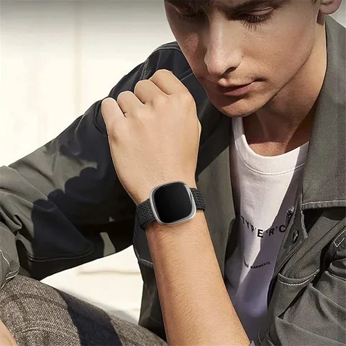 Miniatura 7 de Ouwegaga Banda elástica compatible con Fitbit Versa 4 bandas/Sense 2/Sense/Versa 3 bandas para mujeres y hombres, correa deportiva ajustable