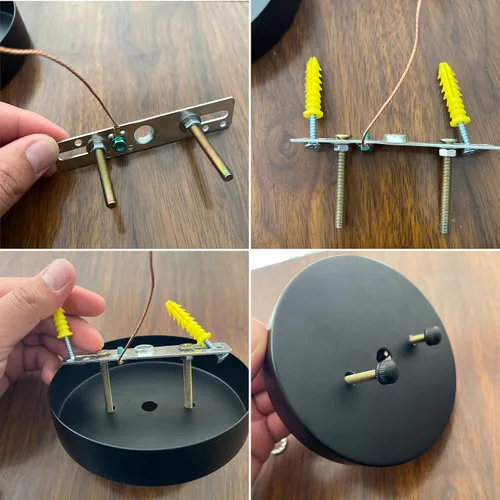 Miniatura 6 de ECUDIS Kit de toldo de luz colgante, placa de cubierta de lámpara de techo de 4.7 pulgadas con accesorios de montaje para candelabro, toldo de Blanco