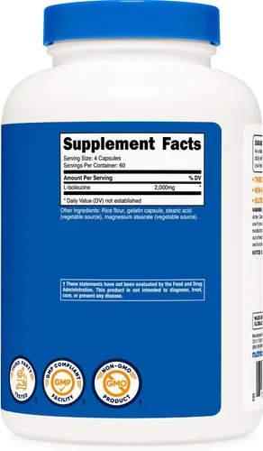 Miniatura 5 de Nutricost L-isoleucina 2000mg por porción, 240 cápsulas (60 porciones)