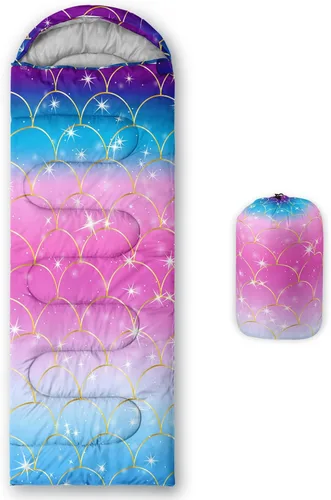 Miniatura 9 de Axolotl Saco de Dormir de Unicornio para Niños y Niñas – Sacos de Dormir Ligeros Cálidos para Clima Frío, Saco de Dormir Portátil Impermeable