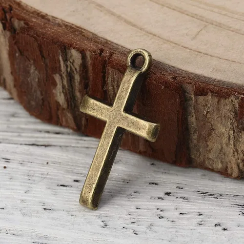 Miniatura 5 de JGFinds Colgantes con dije de crucifijo de cruz, paquete de 150 (50 de cada uno), 1 pulgada x 1/2 pulgada, tono plateado envejecido, bronce/dorado