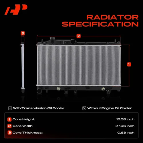 Miniatura 3 de A-Premium Conjunto de radiador de refrigerante del motor con enfriador de aceite de transmisión Compatible con Subaru Forester 09-13, Impreza 08-11