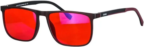 SHINU Buen sueño Gafas de bloqueo de luz azul Hombres Lentes Rojas Anti Luz Verde Elimina la fatiga ocular Gafas Bluelight 078RD
