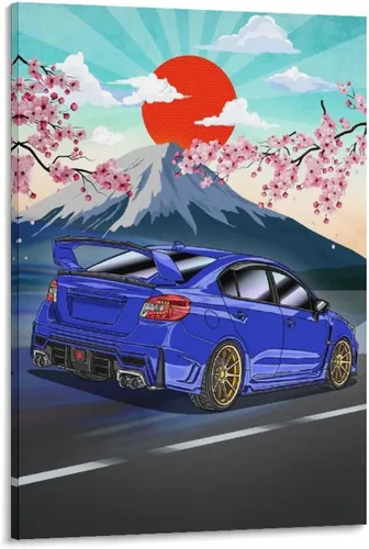 Fbroceh Jdm - Póster de auto con diseño vintage de Wrx, color azul, diseño de pared, decoración moderna de dormitorio familiar, póster de 08 x 12