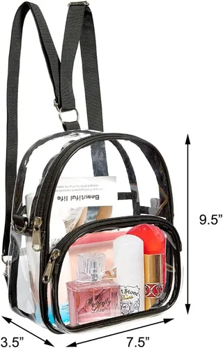 Miniatura 3 de COVAX Mini mochila transparente, aprobada para estadios, mochila transparente para mujer, para el trabajo, viajes de seguridad, conciertos y eventos