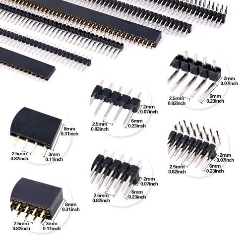 Miniatura 3 de Glarks Kit surtido de conectores de clavijas macho y hembra de 0.094 pulgadas, 100 protectores apilables y 12 cabezales de placa PCB separables