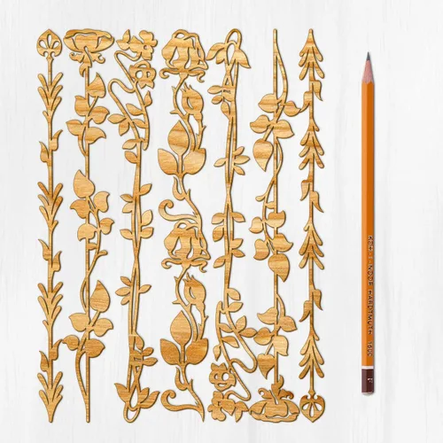 Miniatura 17 de Ajoure Lasercut Embelishments # Art Nouveau - Marcos de borde con patrón floral, chapa vintage, madera aglomerada, silueta de madera contrachapada