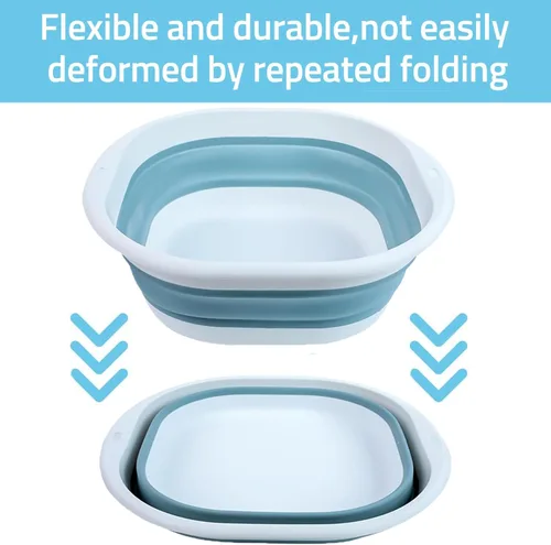 Miniatura 5 de Bañera de pies portátil para piscina, plegable, lavabo de pies para piscina, accesorios para piscinas sobre el suelo (baños azules)