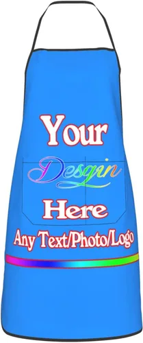 Miniatura 31 de Delantal de diseño personalizado para mujeres y hombres con bolsillos, delantal de cocina personalizado, diseño de logotipo de texto