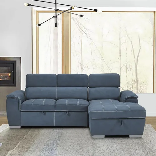 Miniatura 3 de Lexicon Cheyenne Sofá cama modular convertible, diván derecho, color azul
