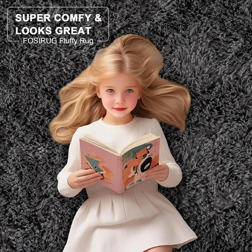Miniatura 6 de Alfombras de Área de 4x6 Pies para Sala de Estar y Dormitorio, Alfombra Gris Suave y Esponjosa Shaggy para Junto a la Cama, Lavable a Máquina
