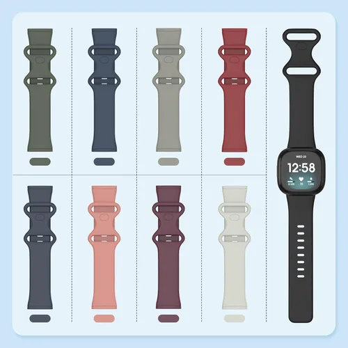 Miniatura 6 de Paquete de 2 bandas impermeables compatibles con Fitbit Versa 3/Fitbit Versa 4/Fitbit Sense/Sense 2, pulseras deportivas clásicas de repuesto suaves