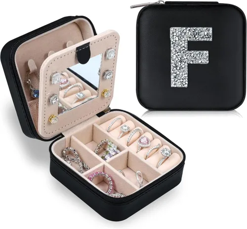 Parima Organizador de joyas de viaje para mujer, organizador de viaje de joyas, organizador de collares, aretes, organizador de anillos, organizador