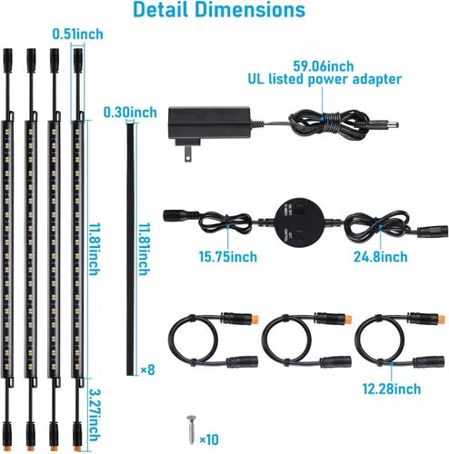 Miniatura 7 de TORCHSTAR kit de iluminación LED segura 5CCT, regulable (6) barras de luz enlazables de 12 pulgadas, 3000K/3500K/4000K/4500K seleccionables, kit