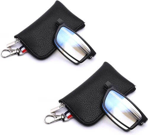 Miniatura 7 de GOOSEN Gafas de lectura para mujeres y hombres, llavero compacto plegable, gafas de luz azul con lentes transparentes, bisagra de resorte Opt 02: 1