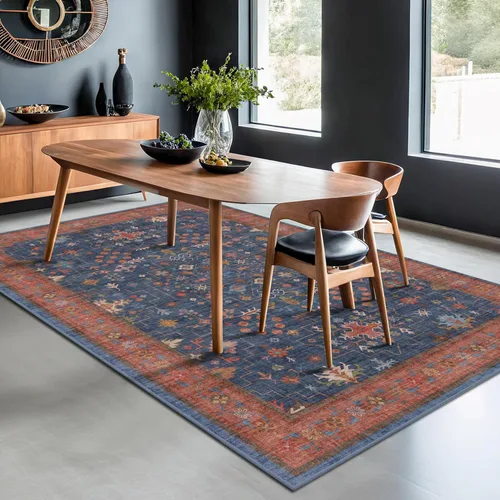 Miniatura 50 de Alfombra Boho Negra para Sala de Estar - Alfombra de Área Lavable de 10x14 Pies, Alfombras de Comedor para Debajo de la Mesa, Alfombra Suave de Pelo