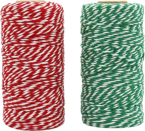 Miniatura 9 de Tenn Well Cordel para panaderos, cinta de cuerda de Navidad de 656 pies de 0.079 in para envolver regalos, cajas de pastelería, atar, manualidades