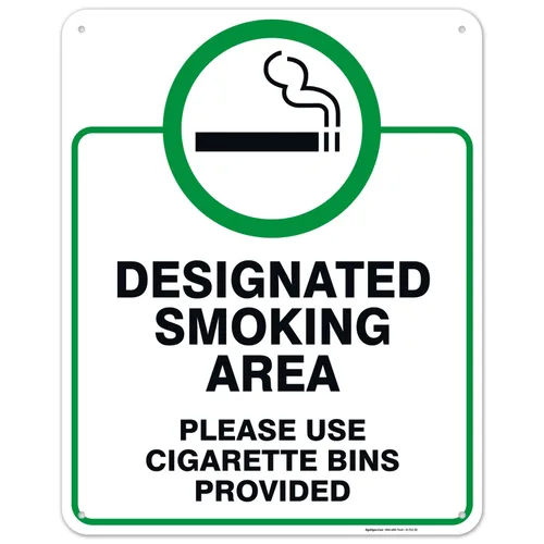 Miniatura 13 de Letrero designado para zona de fumar, letrero con texto en inglés "Please Use Cigarrette Bins Sign", 10 x 14 pulgadas, libre de óxido, aluminio 040
