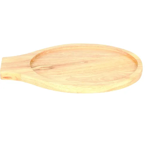 Thunder Group WDFJ001 Fajita Skillet Underliner, ovalada, 3/4 pulgadas de grosor, ranuras laterales, apilable, madera, paquete de 12