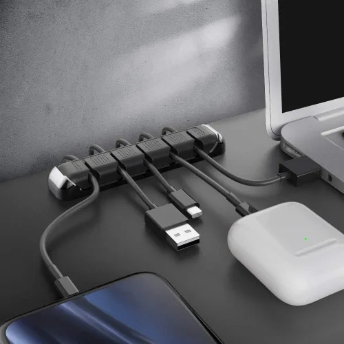Miniatura 6 de AhaStyle Clips para cables, paquete de 3 soportes para cables, organizador de cables, autoadhesivo, para organizar el escritorio, cable USB, mesita