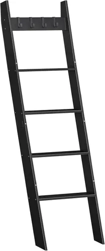 HOOBRO Escalera para Mantas para Sala de Estar y Dormitorio, Toallero Inclinado contra la Pared de 5 Niveles para Baño, Estante de Escalera