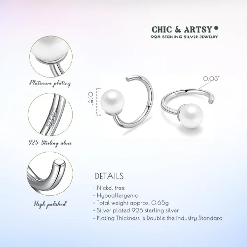 Miniatura 5 de Aretes de medio aro, aretes de aro pequeños de plata de ley 925 de bola, barra, estrella, luna, corazón, cruz, punto, triángulo, aretes
