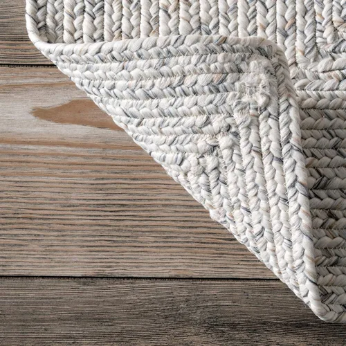 Miniatura 7 de nuLOOM Alfombra de Área Cuadrada Sólida Trenzada a Mano de 8 Pies para Interiores/Exteriores, Apta para Mascotas, Alto Tráfico, Resistente a