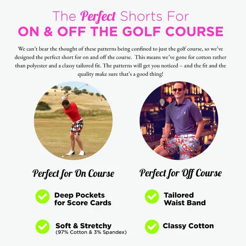 Miniatura 5 de Royal & Awesome Pantalones cortos de golf para hombre, pantalones cortos de golf locos para hombres, pantalones cortos a cuadros para hombre