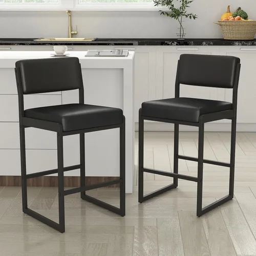 Miniatura 63 de SAECKBERG Taburetes de bar modernos de altura de mostrador, sillas de barra de 26 pulgadas de altura con respaldo, taburetes tapizados, taburetes