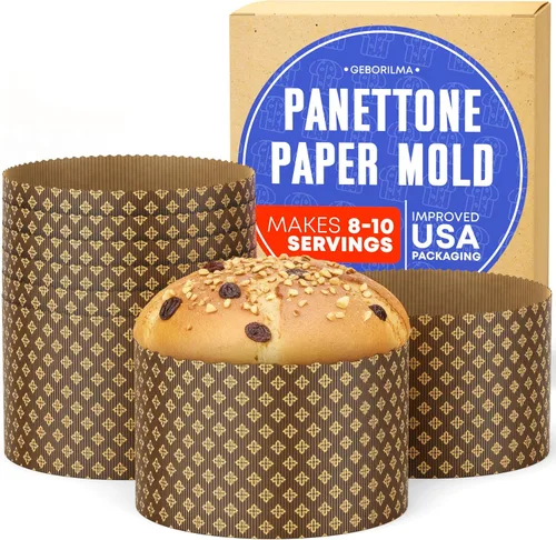 Miniatura 9 de Molde de papel para panettone premium mediano - 18 oz Molde desechable para panettone de 5 pulgadas 500 g - 12 unidades de formas para hornear paska