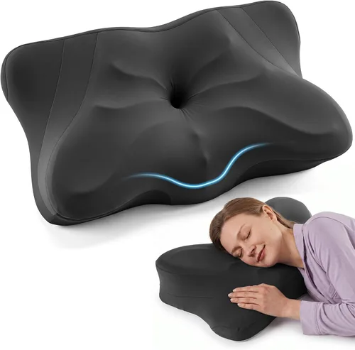 Sweetcrispy Almohada cervical para cuello y hombro, almohadas ergonómicas de espuma viscoelástica, contorno lateral para adultos, soporte ortopédico