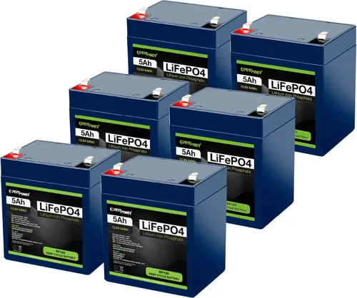 Miniatura 10 de Paquete de 2 baterías recargables ExpertPower LiFePO4 de litio de 12 V 5 Ah de ciclo profundo 2500-7000 ciclos de vida y 10 años de vida útil